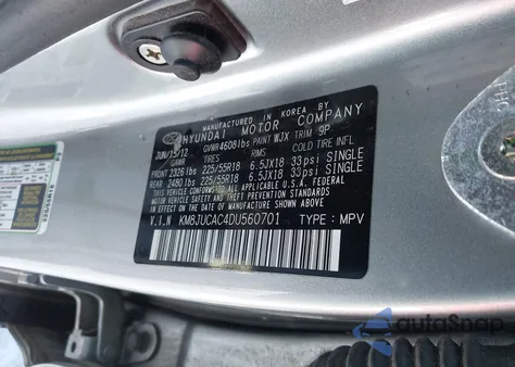 2013 Hyundai Tucson Limited z USA, uszkodzony, nr VIN KM8JUCAC4DU560701